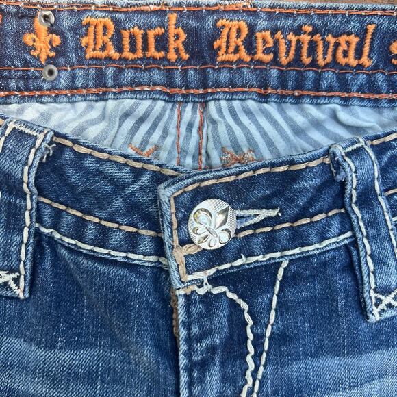 Vintage Y2K Rock Revival Penny Bootcut Jeans 28 | Rhinestone Distressed Denim - Picture 7 of 16